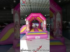 Προβολή Factory Girls Princess Inflatable Bouncy Castle With Slide Pink Bouncy Castle Demo