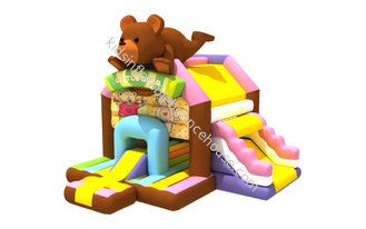Υψηλής ασφάλειας Παιδικό φουσκωτό Jump House Mini Fat Bear Bouncy με τσουλήθρα