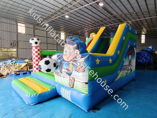 Παιδιά PVC φουσκωτό bouncer συνδυασμό με διαφάνειες ποδόσφαιρο θέμα κάστρο παιδική χαρά