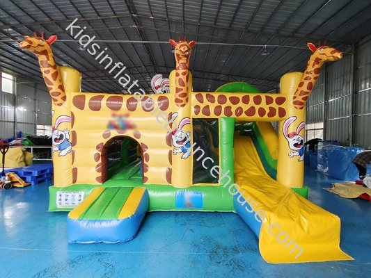 Εμπορική ποιότητα εξωτερικό φουσκωτό Combo Zoo Ζιράφα φουσκωτό αναπηδικό σπίτι με διαφάνεια αστείο πηδούμενο κάστρο