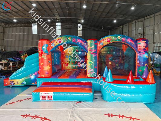 Εμπορικό φουσκωτό κάστρο με τσουλήθρα, φουσκωτό πολύχρωμο κάστρο για παιδιά