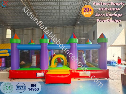 Εμπορικό Rainbow Inflatable Bounce House Κάστρο με διασκεδαστικό πάρκο