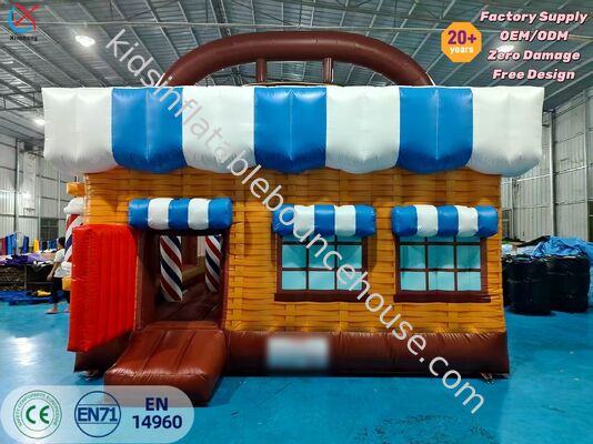 Φουσκωτό Bounce House με θέμα το Barber Shop Commercial Bouncy Castle για παιδιά