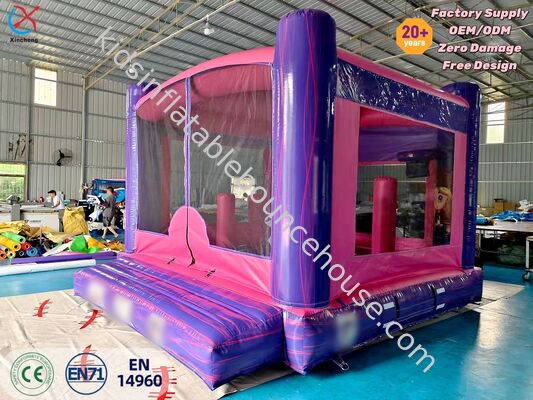 Κατασκευαστής PVC φουσκωτό σπίτι αναπήδησης Pink Purple Commercial Jumping Castle Party Ενοικίαση