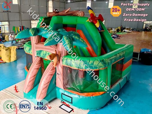 PVC Jungle Adventure Πνευματώδες αναπηρικό σπίτι με διαφάνεια Βροχερό δάσος Μαϊμού Παλμός Σχεδιασμός Παιδικό πάρτι